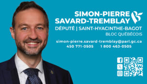 Simon-Pierre Savard-Tremblay. Député Saint-Hyacinthe-Bagot. Bloc Québécois.